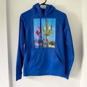 Fortnite Loot Llama Blue Hoody Hooded Sweatshirt Mens Small Gamer SM S